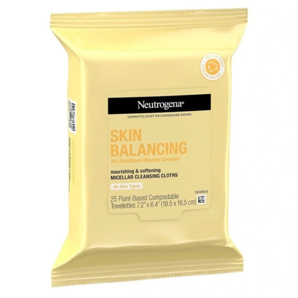 Neutrogena Skin Balancing Micellar Cleansing Cloths Makeup Remover 25towelettes